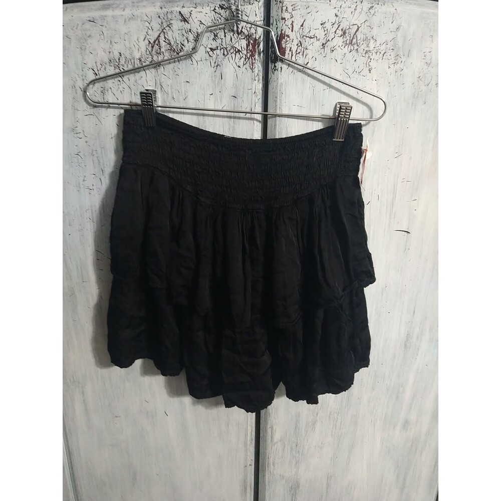 Sofia Made In Italy Tiered Skirt md Black Boho Cottage core Feminine Y2k